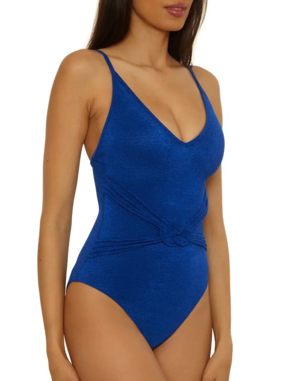 NWT Trina Turk Women's Crepe Wrap One Piece Swimsuit Indigo 8